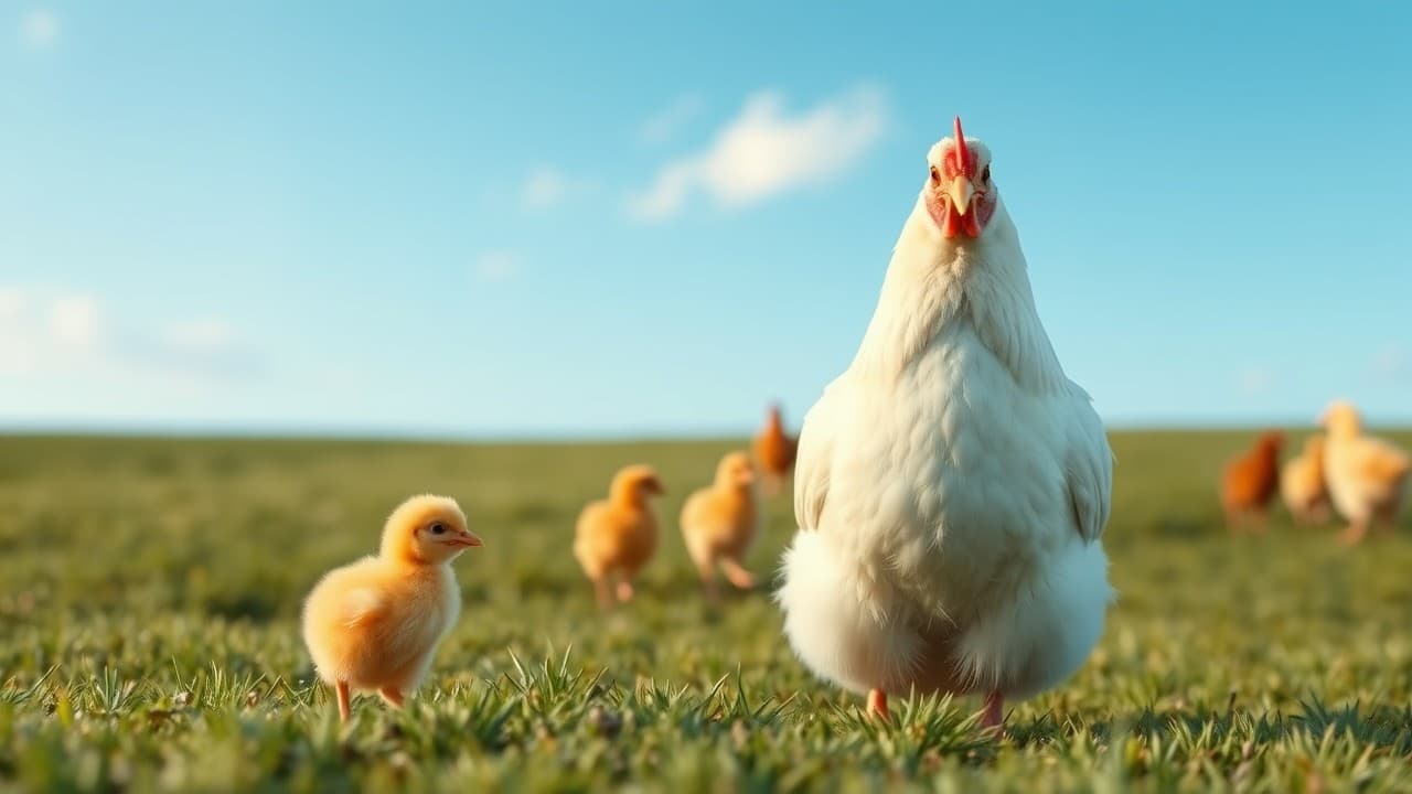 chickens standing on field